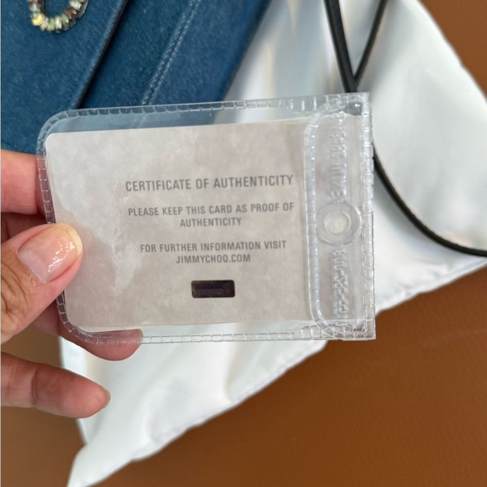 Jimmy Choo Kalina Blue Suede Chain Wallet - Picture 11 of 12